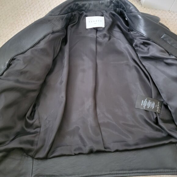 Sandro Leather Biker Jacket | Size US 2-4 | 100% Soft Lamb Leather - Picture 3 of 12